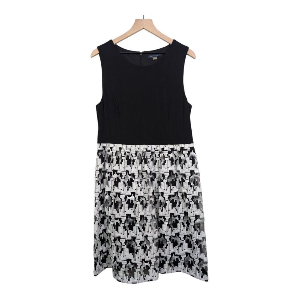 Tommy Hilfiger Fit & Flare Dress, Sz 14, Black/Ivory, Sleeveless, A-Line